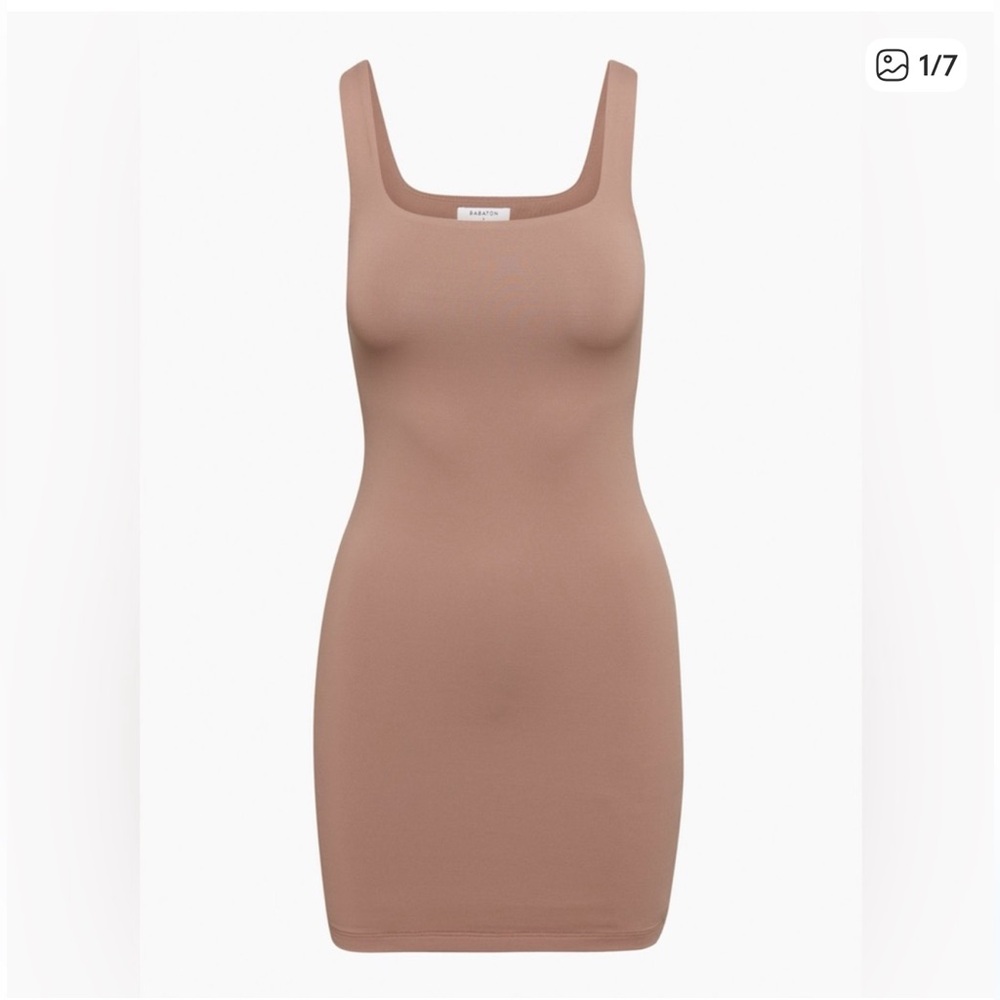 Aritzia Babaton Squareneck Mini Dress in Taupe